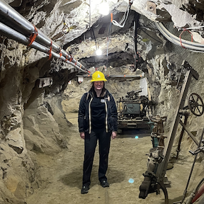Ali in a mine in Colorado during the GPR 2022 confernece