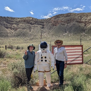 Kris Laferriere at the bottom of Meteor Crater in Arizona