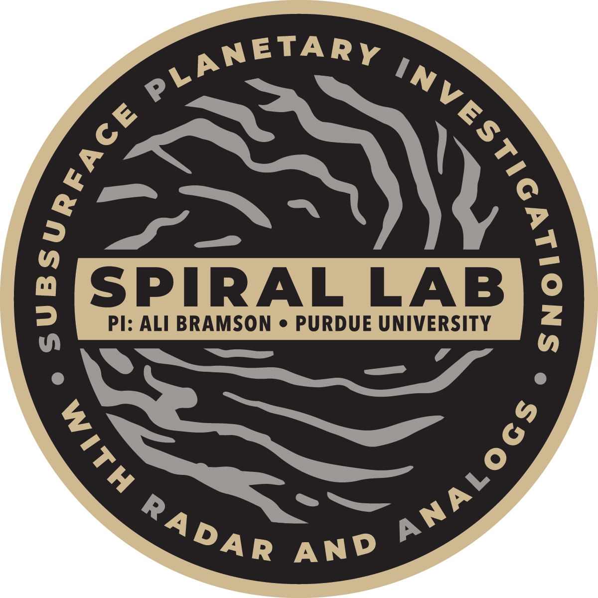 SPIRAL Lab Logo - circle shape with Mars polar spiral troughs and acronym around edges