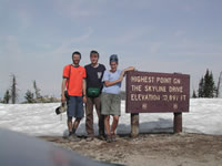 Gabe, Brenda, Leif, and some July snow on the plateau 