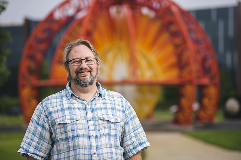 Prof. Matthew Huber in front of the Purdue Voss Model