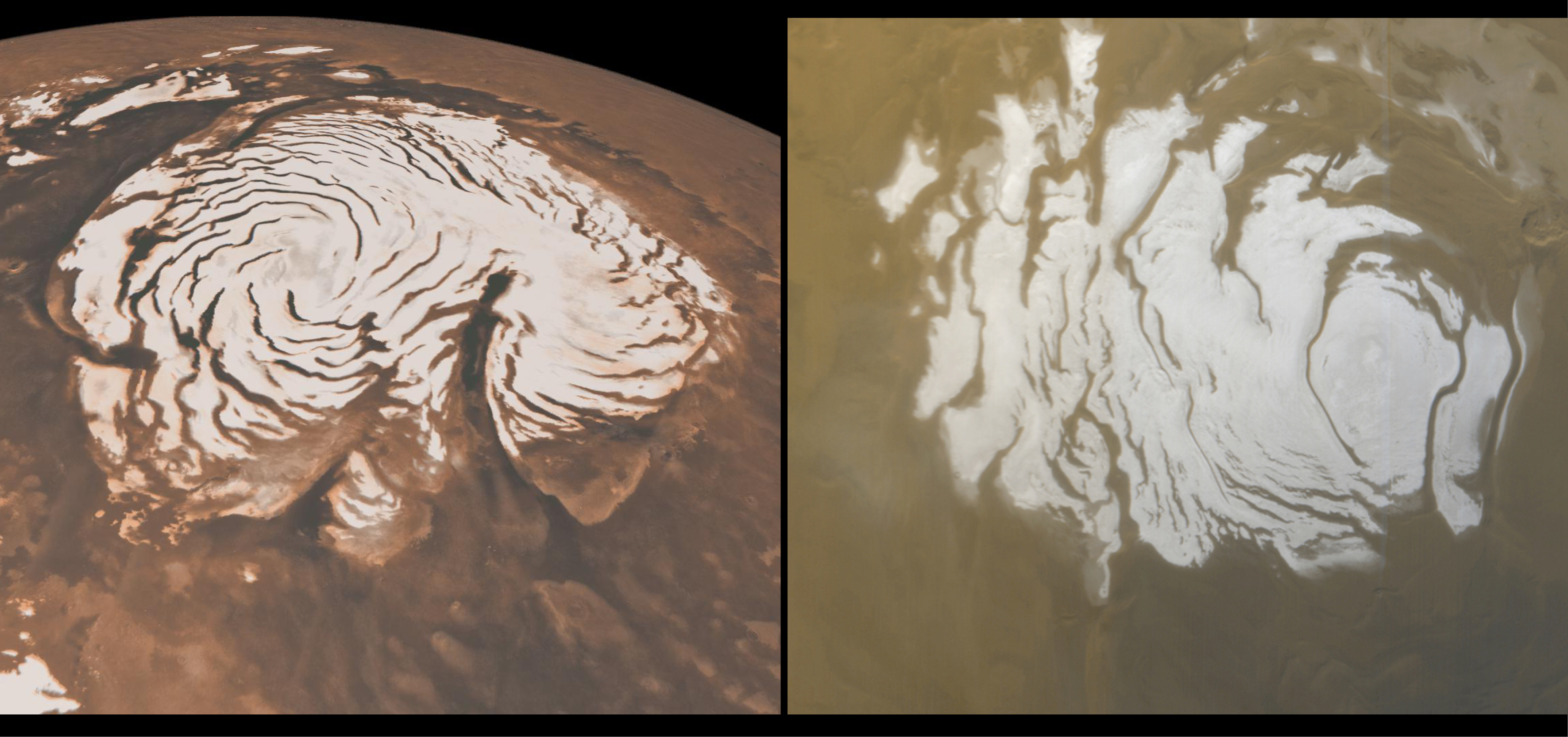 Polar ice caps on Mars