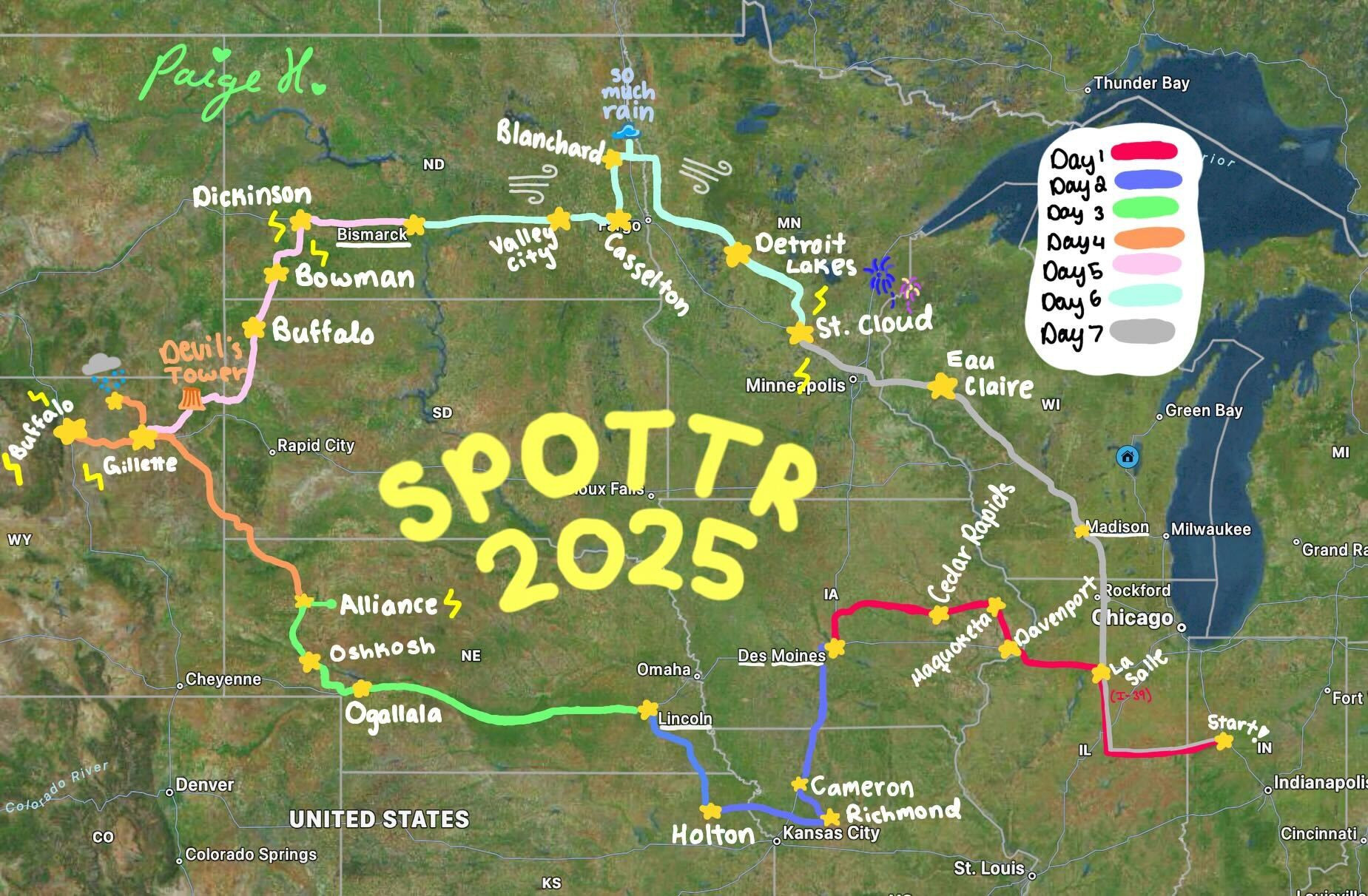 Map of the SPOTTR class trip