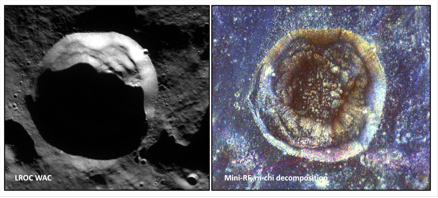 View of Wiechert E crater in the South Pole of the Moon