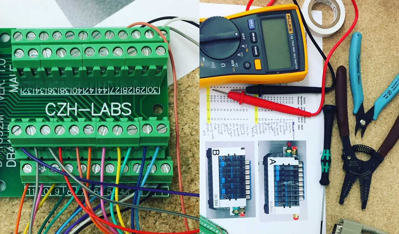 Wiring the valve controls.